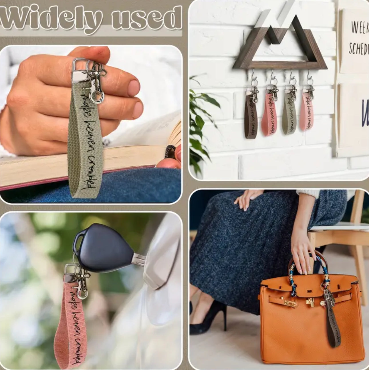 ‘Make Heaven Crowded’ canvas wristlet keychain with cross charm