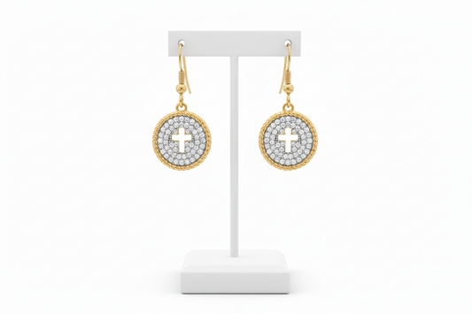 Radiant Cross Elegance Cubic Zirconia Dangle Earrings