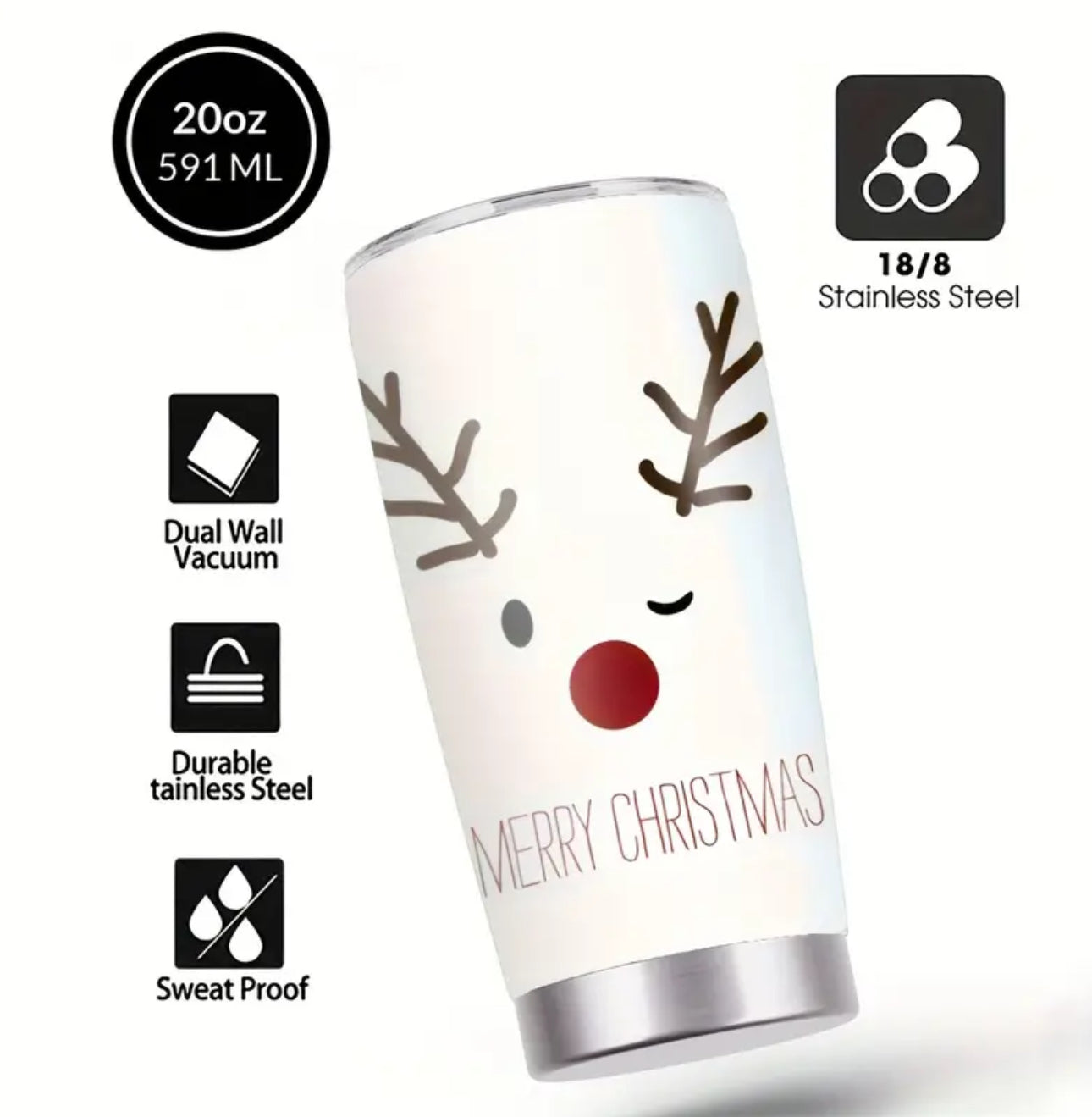 Christmas Elk Stainless Steel Tumbler