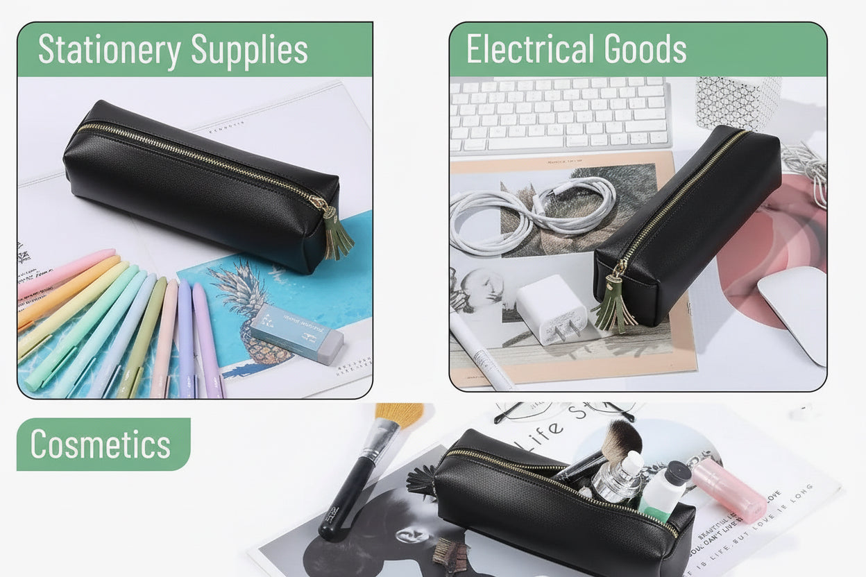 PU Leather Pencil Case, Black