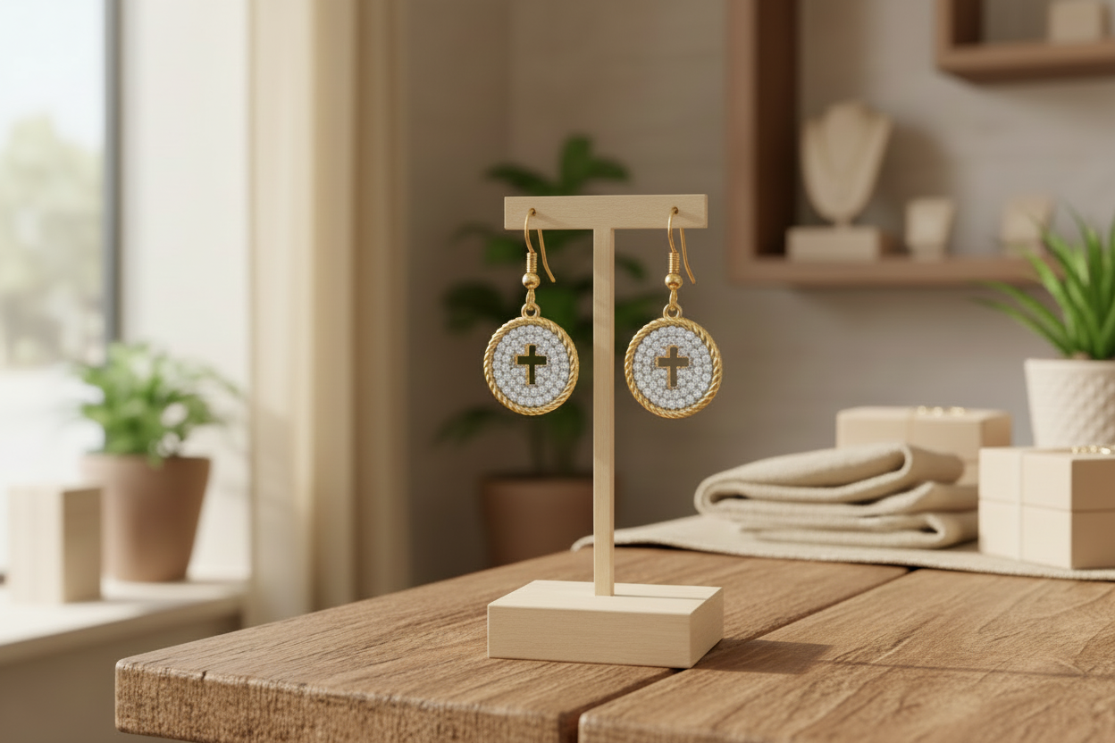 Radiant Cross Elegance Cubic Zirconia Dangle Earrings