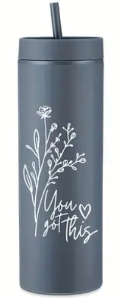 Inspirational Skinny Tumbler with lid and straw