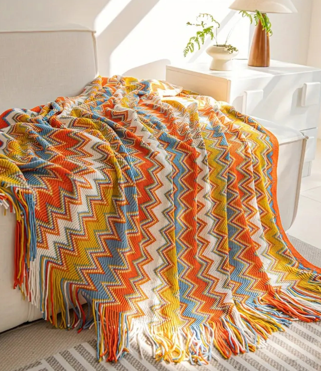 Bohemian Knitted Throw Blanket