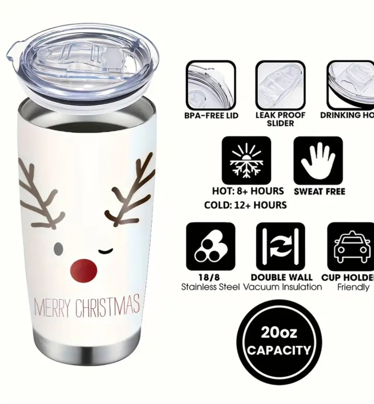 Christmas Elk Stainless Steel Tumbler