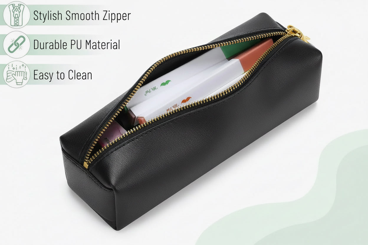 PU Leather Pencil Case, Black