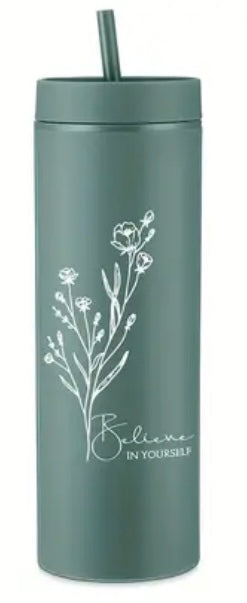 Inspirational Skinny Tumbler with lid and straw