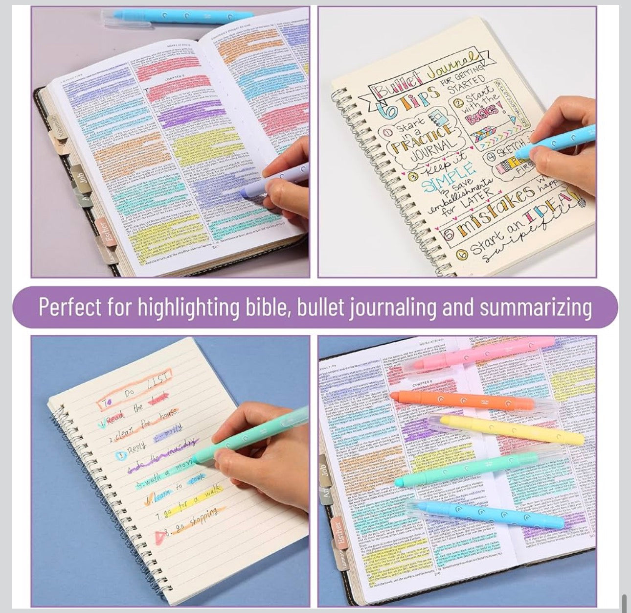 Mr. Pen- Gel Highlighters, 8 Pack Assorted Colors, Cute Bible Highlighters No Bleed