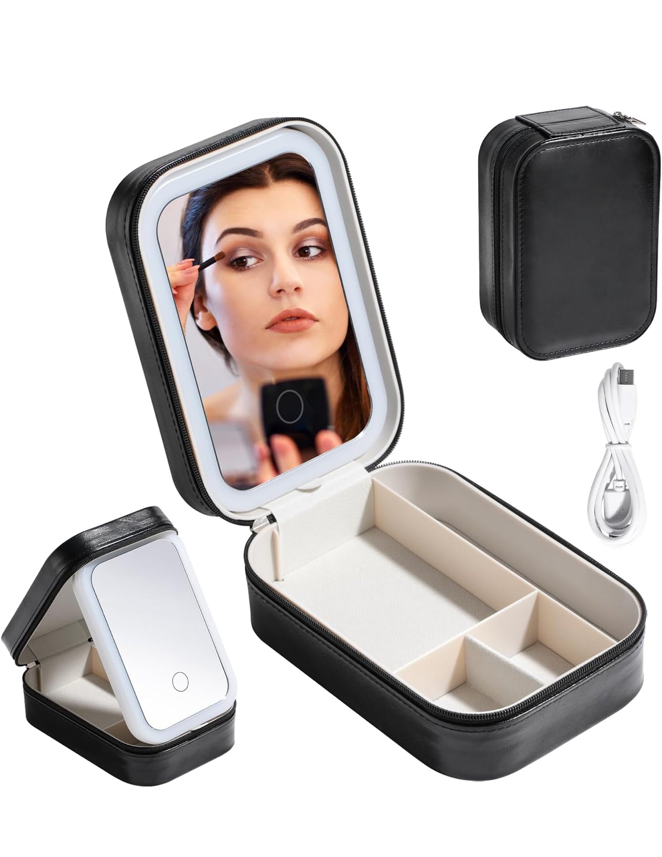 Small Portable Makeup bag with LED Mirror