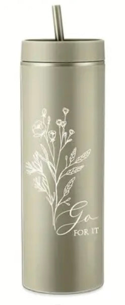 Inspirational Skinny Tumbler with lid and straw