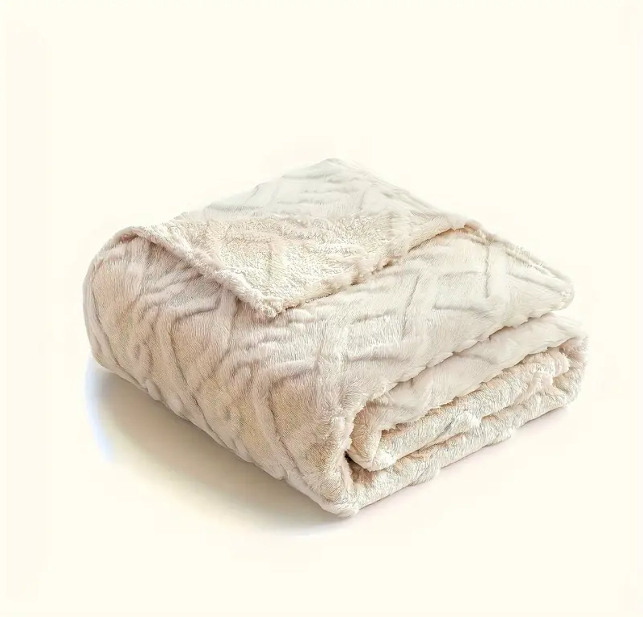Creamy White Solid Color Jacquard Tower Blanket