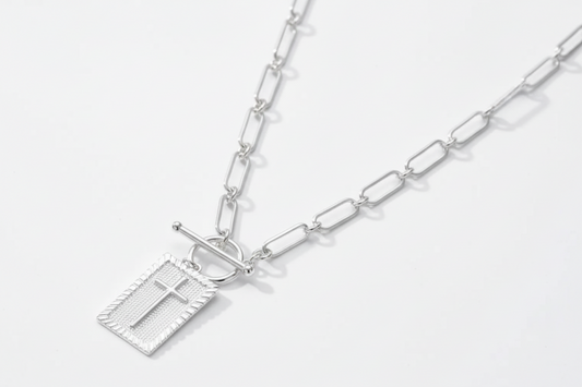 Cross Pendant Necklace w/Loop & Toggle Clasp