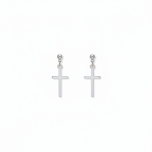 Silver Cross Dangle Earring