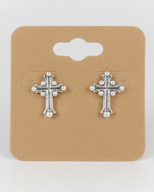 Redeemed Radiance Cross Charm Stud  Earrings (Hypoallergenic Titanium Post)