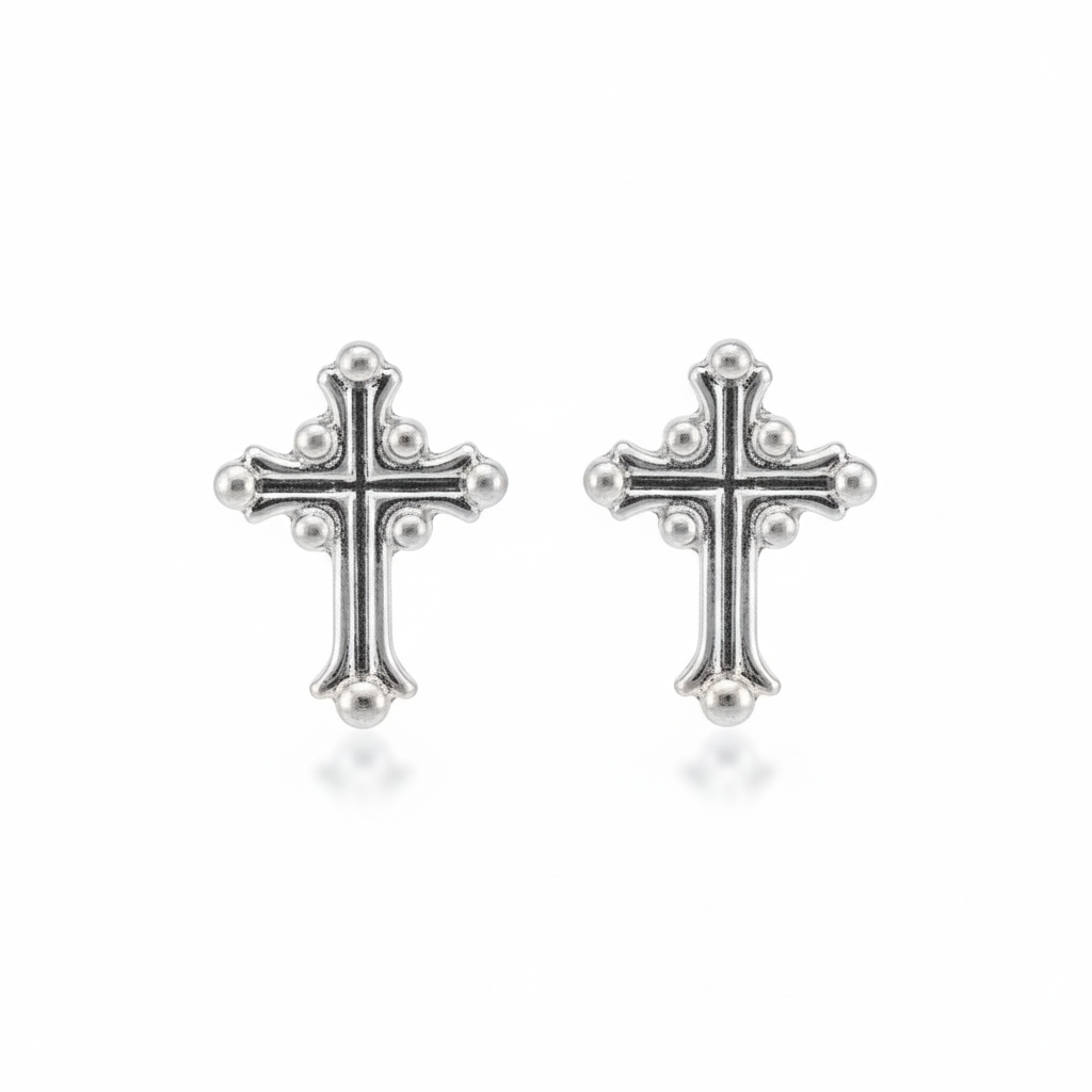 Redeemed Radiance Cross Charm Stud  Earrings (Hypoallergenic Titanium Post)