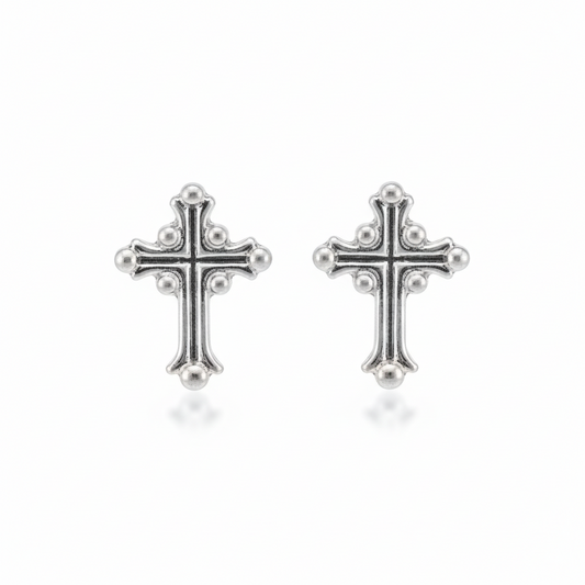 Redeemed Radiance Cross Charm Stud  Earrings (Hypoallergenic Titanium Post)