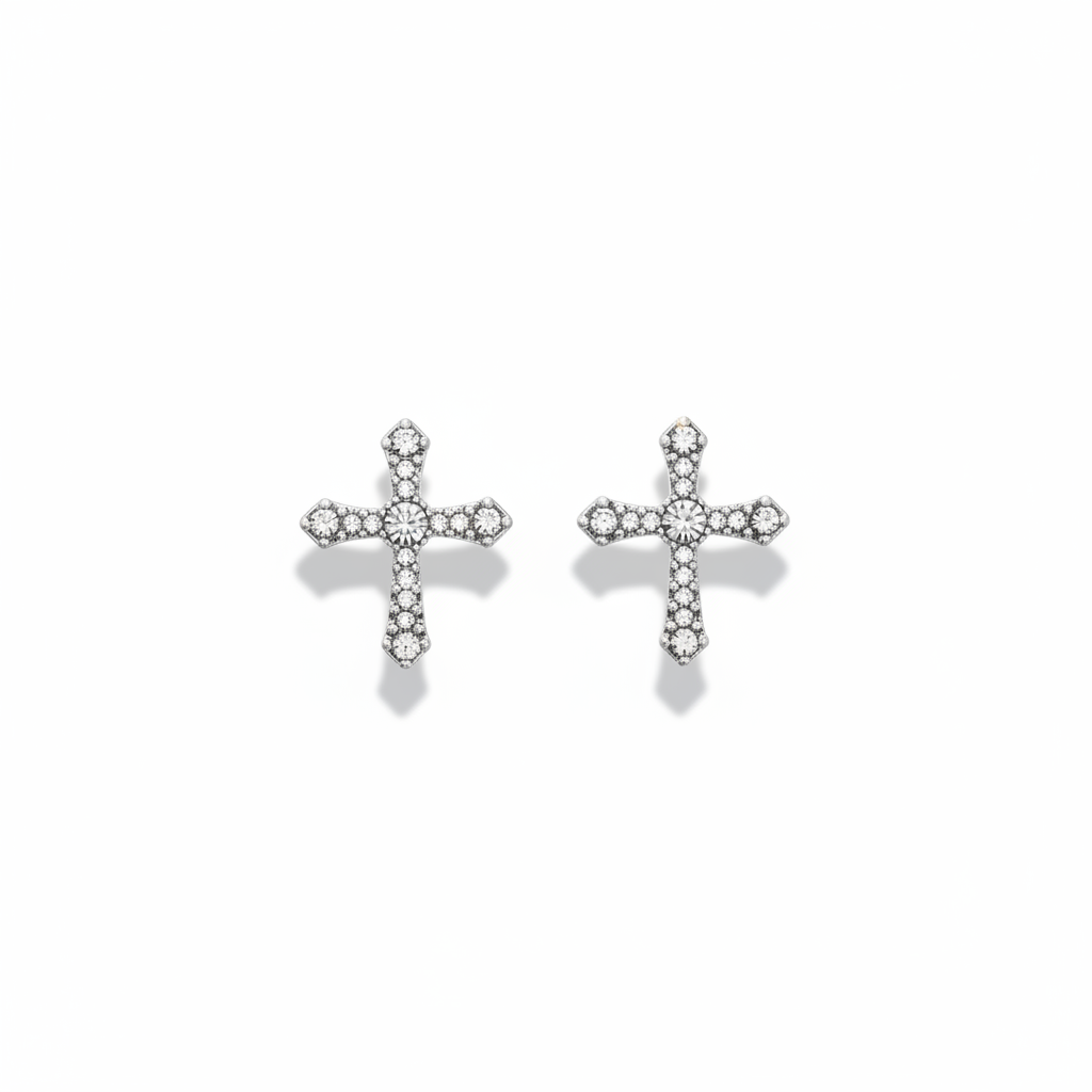 1. Shimmering Faith: Radiant Cross Stud Earrings (Hypoallergenic Titanium Post)