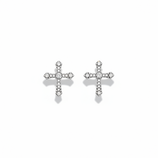 1. Shimmering Faith: Radiant Cross Stud Earrings (Hypoallergenic Titanium Post)