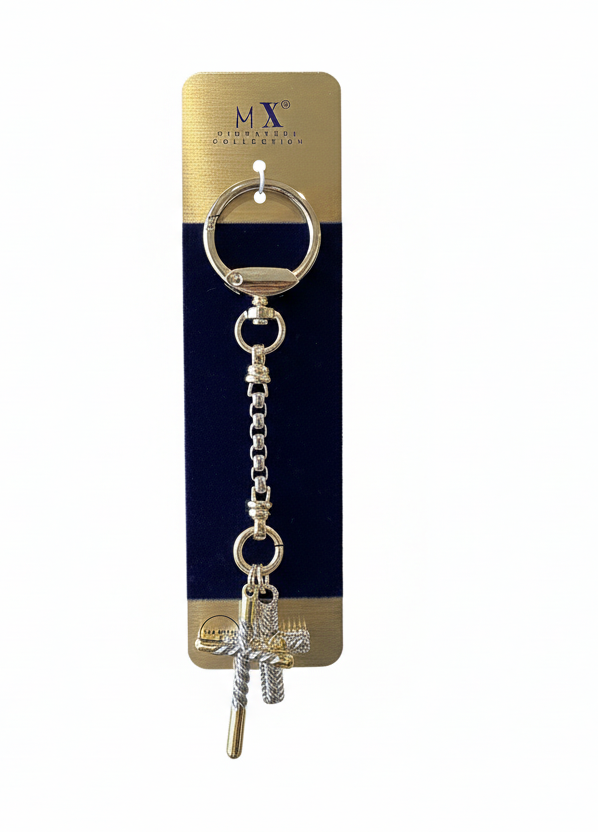 Two Tone 2 Cross Charm Chain Bible Bag 14 Karat Gold Plated