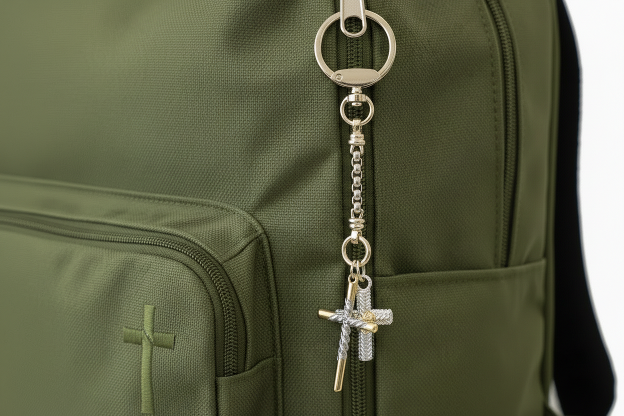 Two Tone 2 Cross Charm Chain Bible Bag 14 Karat Gold Plated