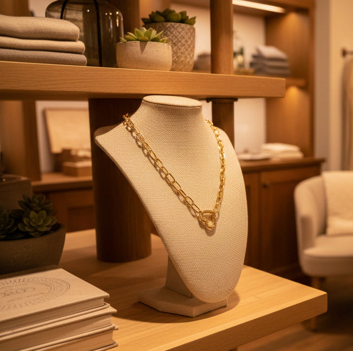 Golden Heart Clasp Chain Necklace
