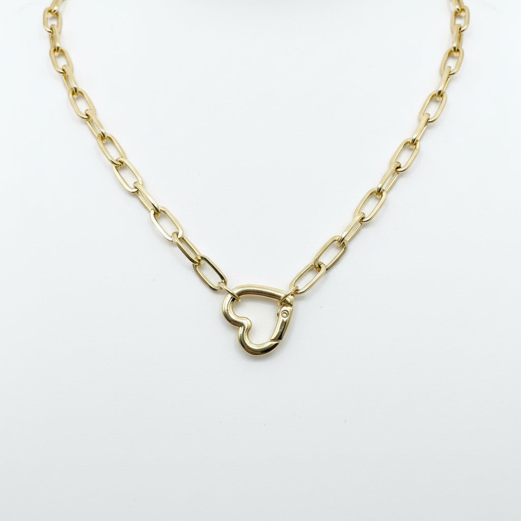Golden Heart Clasp Chain Necklace