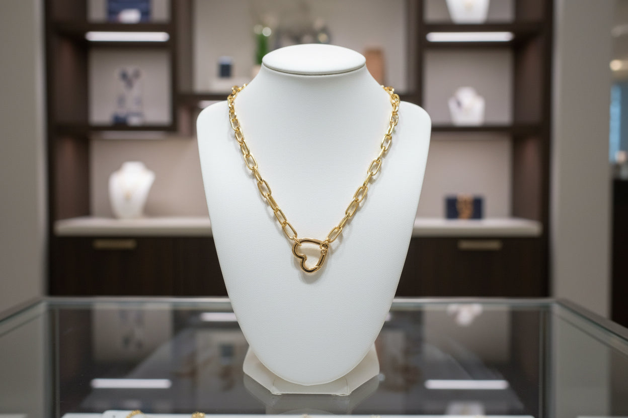 Golden Heart Clasp Chain Necklace