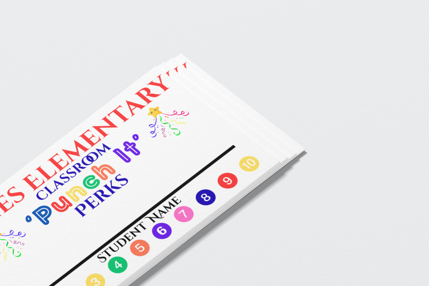 Classroom Punch It Perks Reward Cards Personalized Back to School Motivation For Student Reward Gift Praise Recognition Behavior Notes