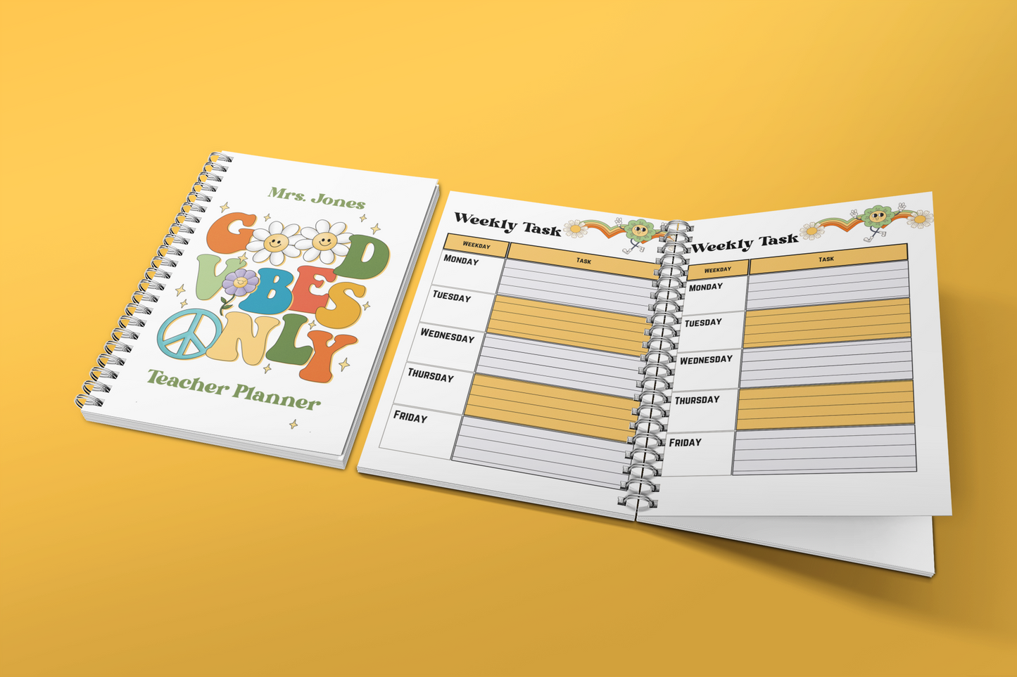 Personalized Good Vibes Only Planner for Teachers Plan Book for Education