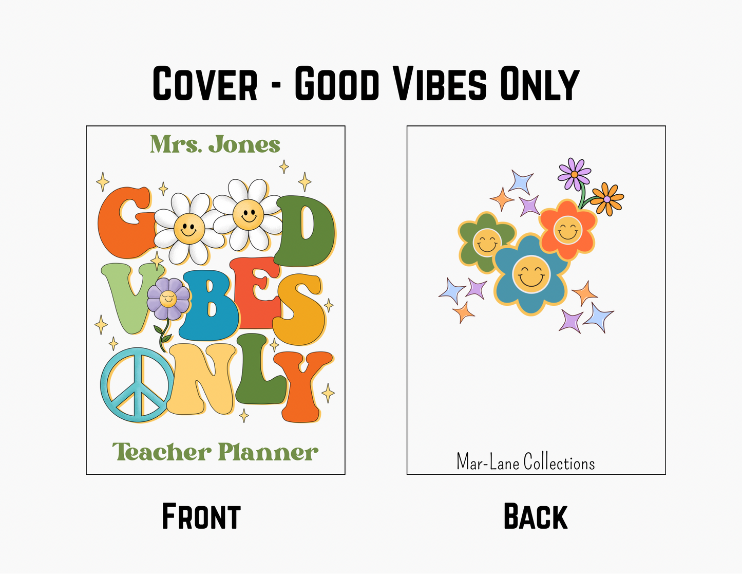 Personalized Good Vibes Only Planner for Teachers Plan Book for Education