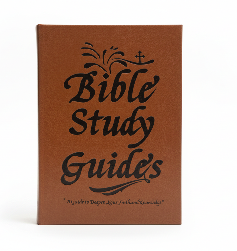 Brown PU Leather book titled 'Bible Study Guide's' on a white background