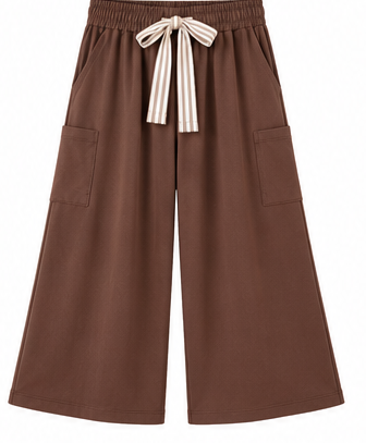 Everyday Comfort Wide-Leg Two-Piece Pant Set – Mocha