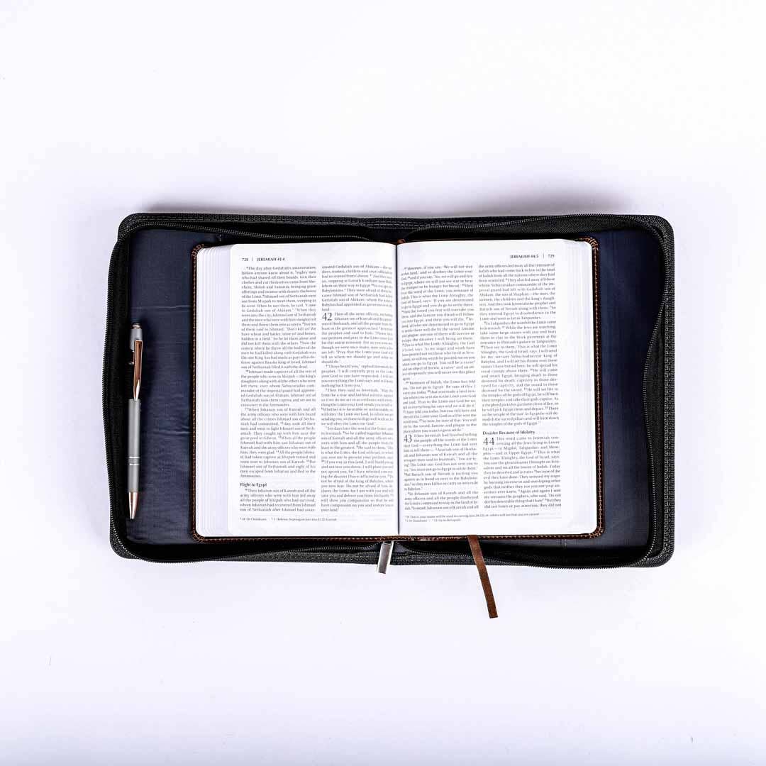 Bible Cover Imitation Leather Unshakable Faith Grey/Black L