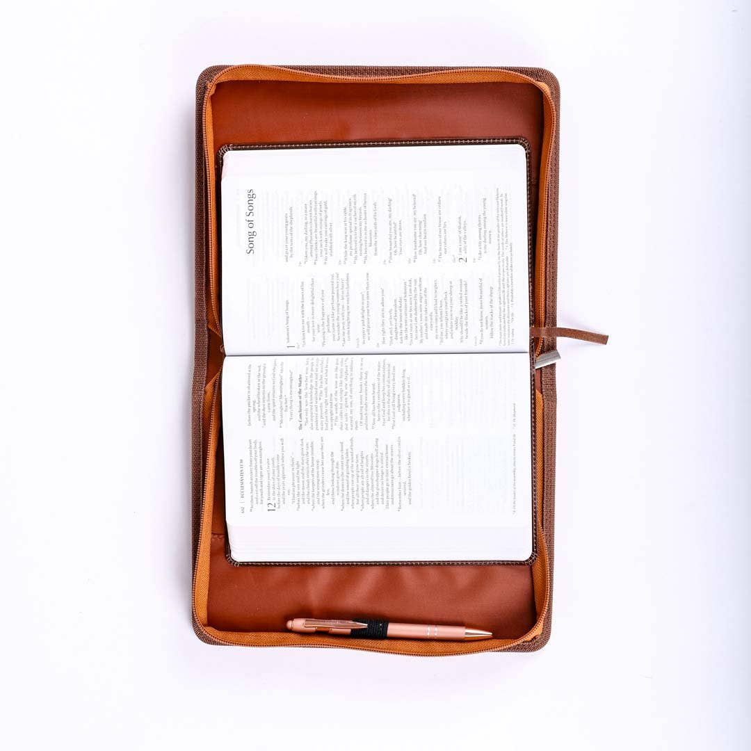 Bible Cover Imitation Leather Things Above Light Brown L