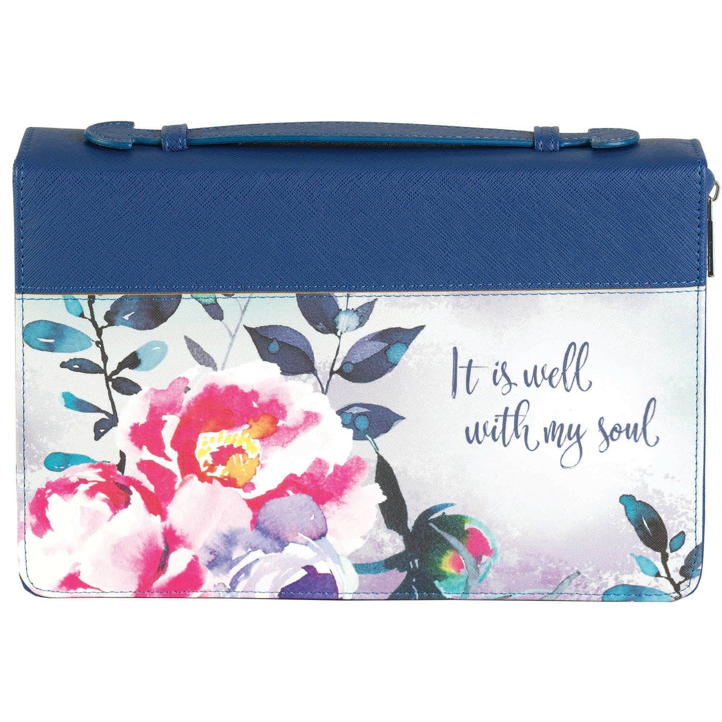 White Dove Bible Cover It is well Blue XL