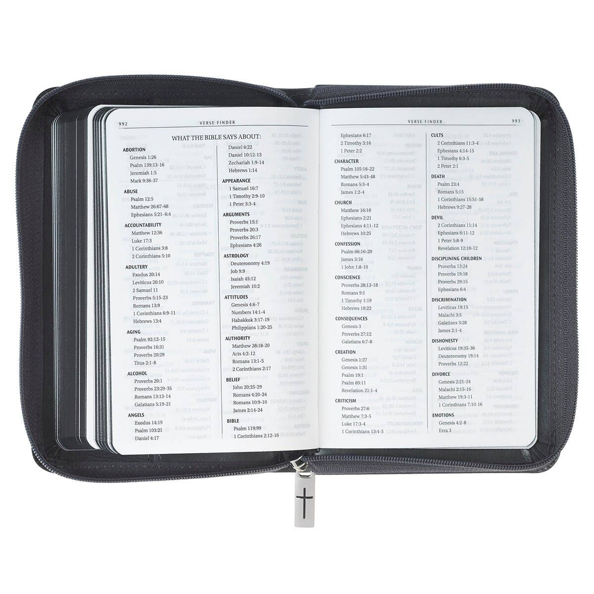 KJV Bible Mini Pocket Faux Leather, Black/Gray w/zipper
