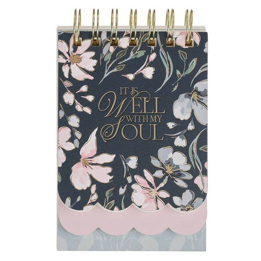 Spiral Notepad SM Navy Floral It Is Well With My Soul