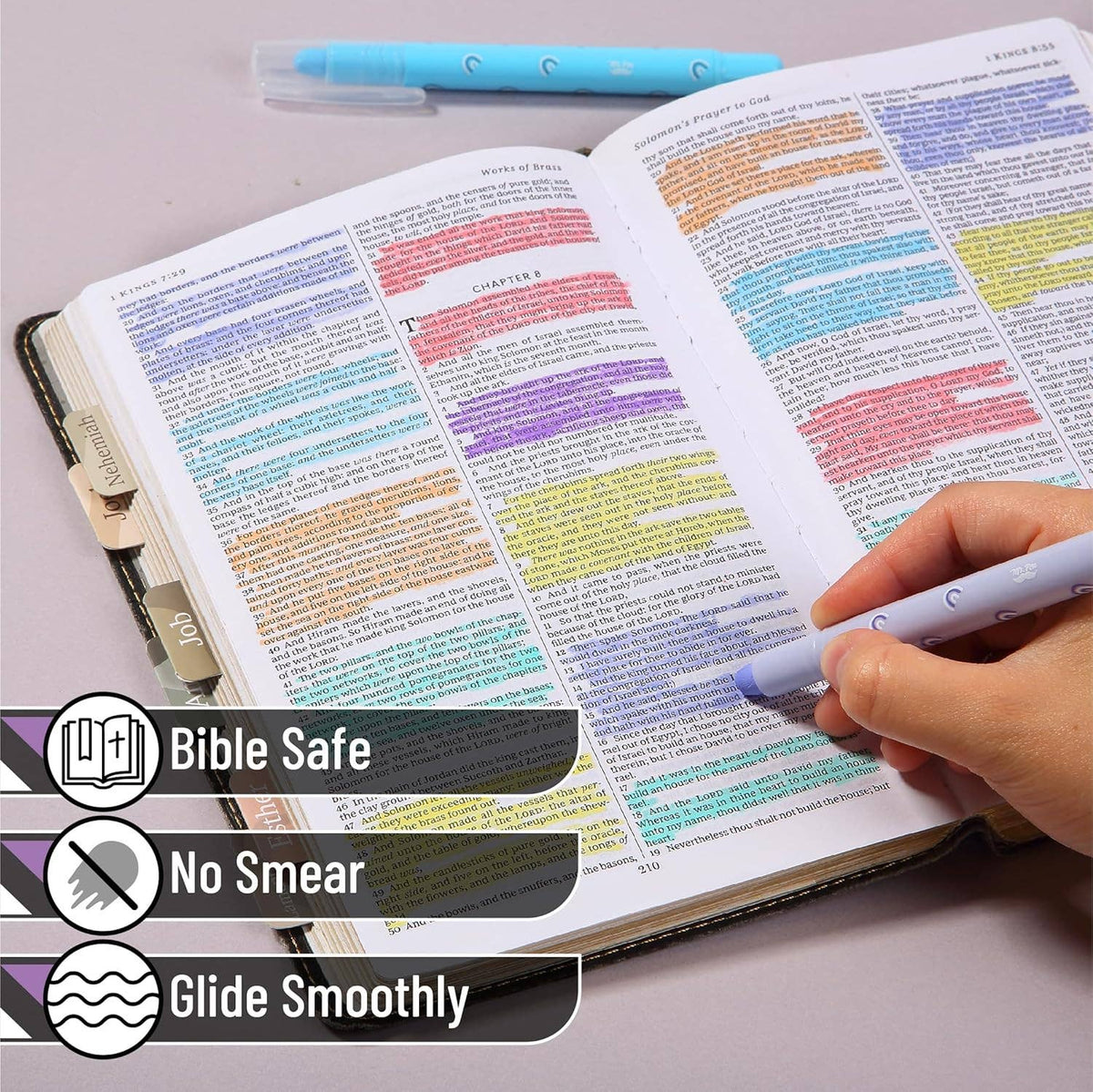 Bible Gel Highlighters *Rainbow* 8 Pack No Bleed