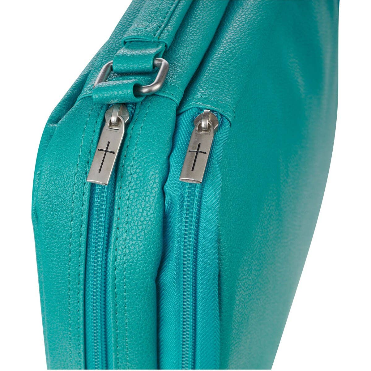 Bible Cover Organizer Two-fold Turquoise w/Ichthus Badge
