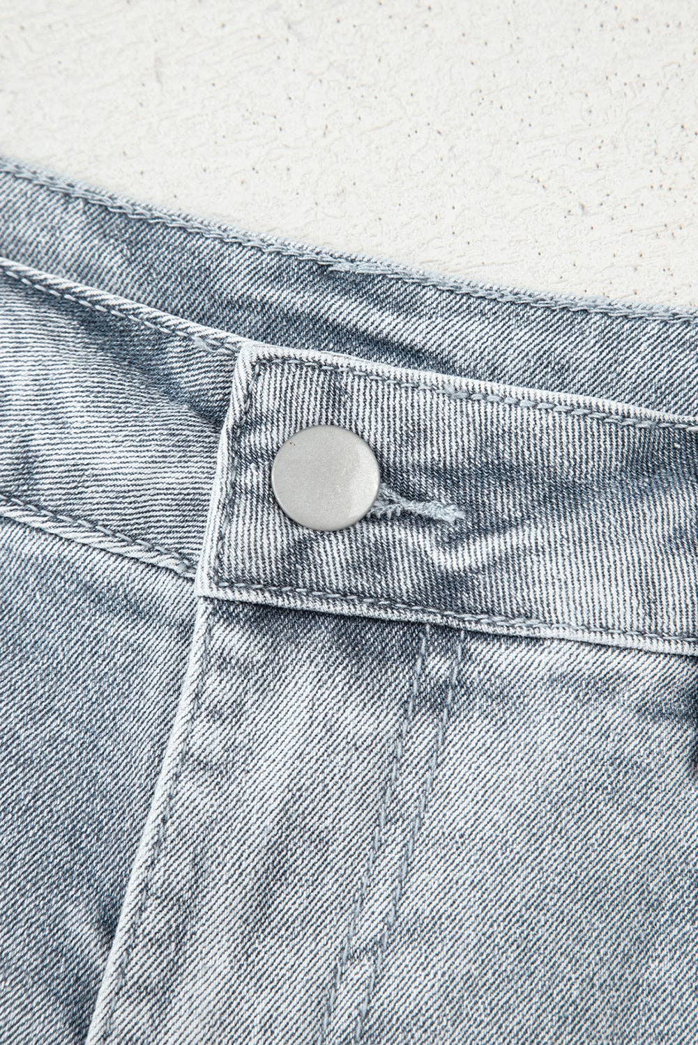 Scalloped Acid Wash High Waist Denim Shorts
