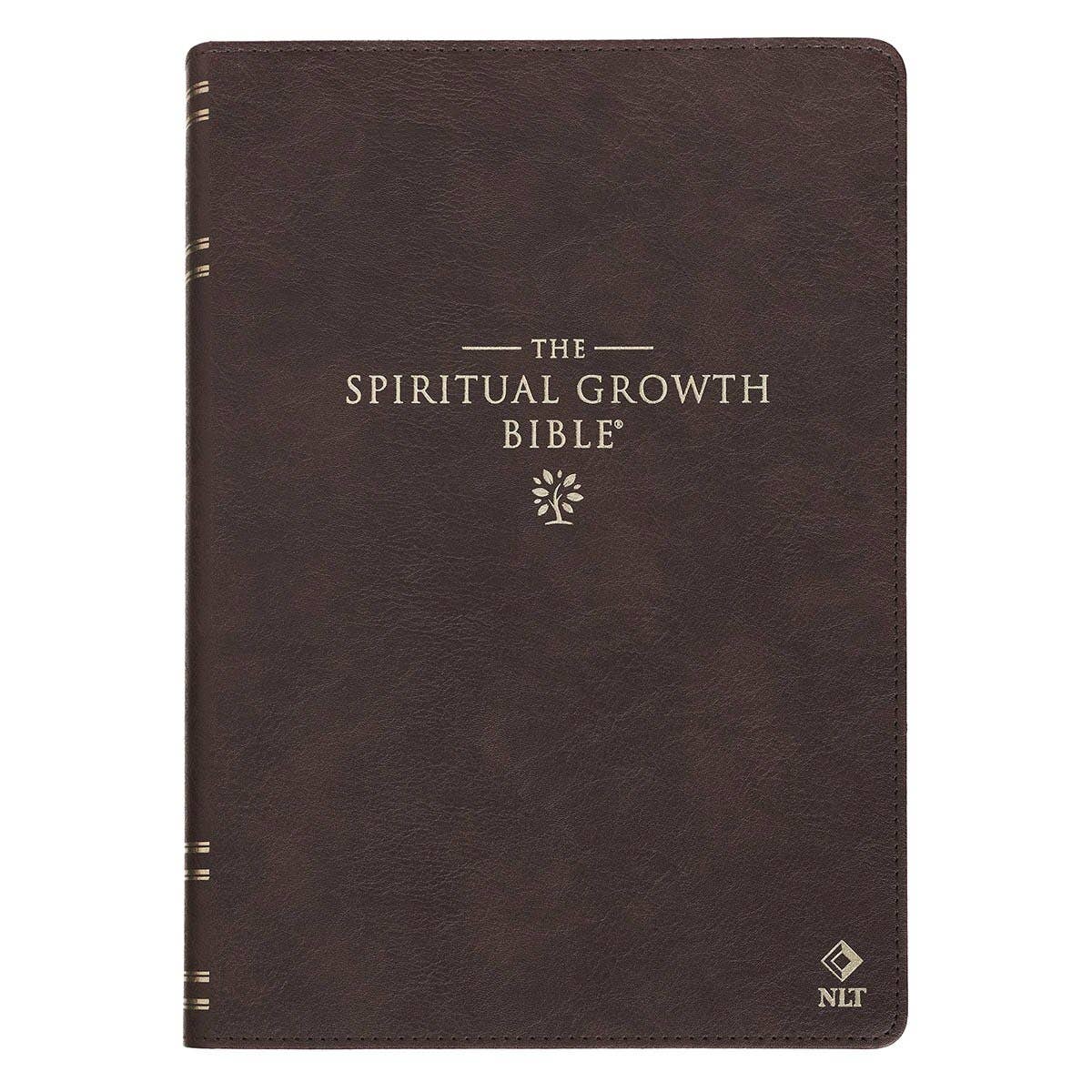 NLT, The Spiritual Growth Bible Faux Leather, Walnut Brown