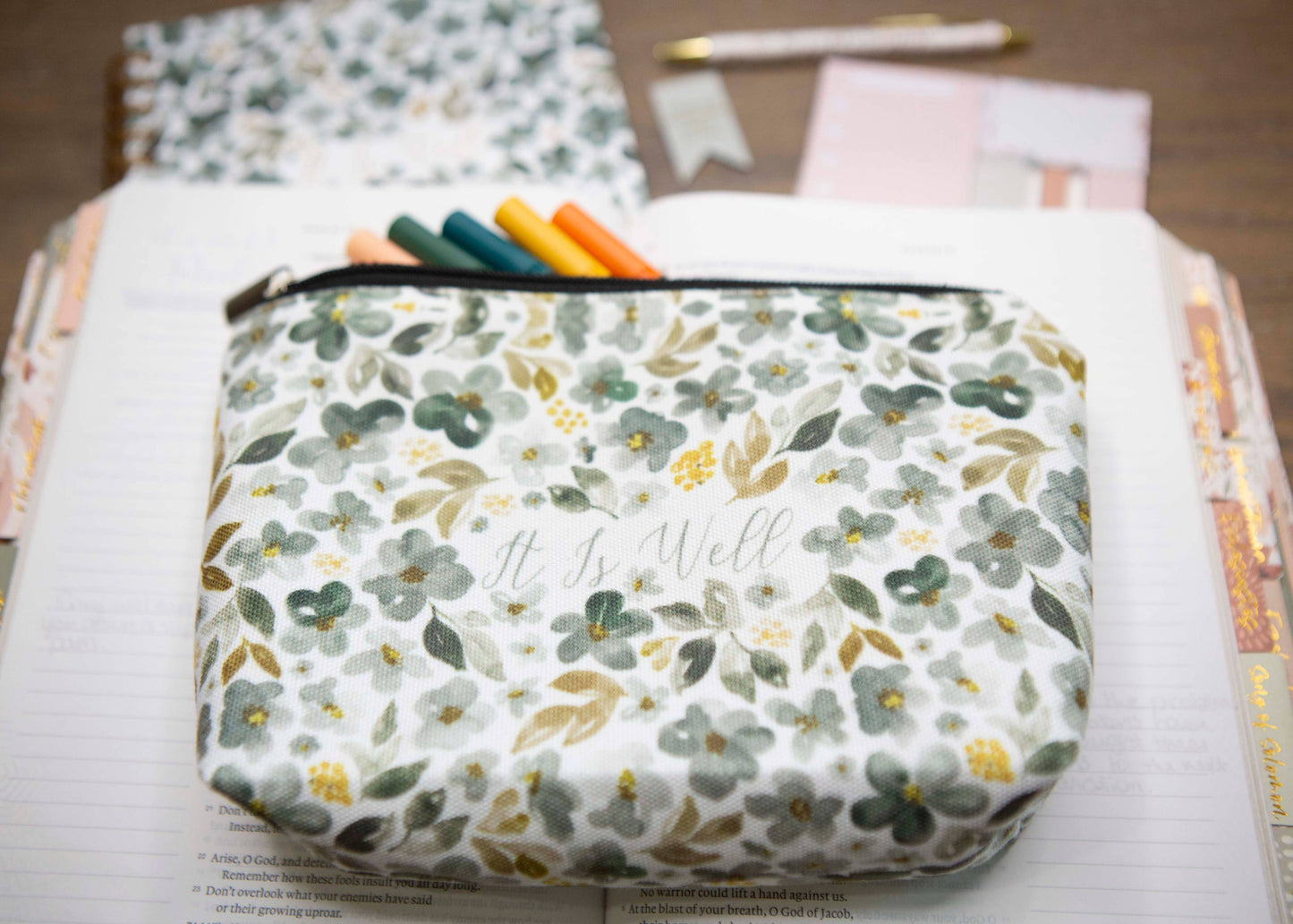 It Is Well Bible Study Pen Pouch | Bible Verse Pencil Case