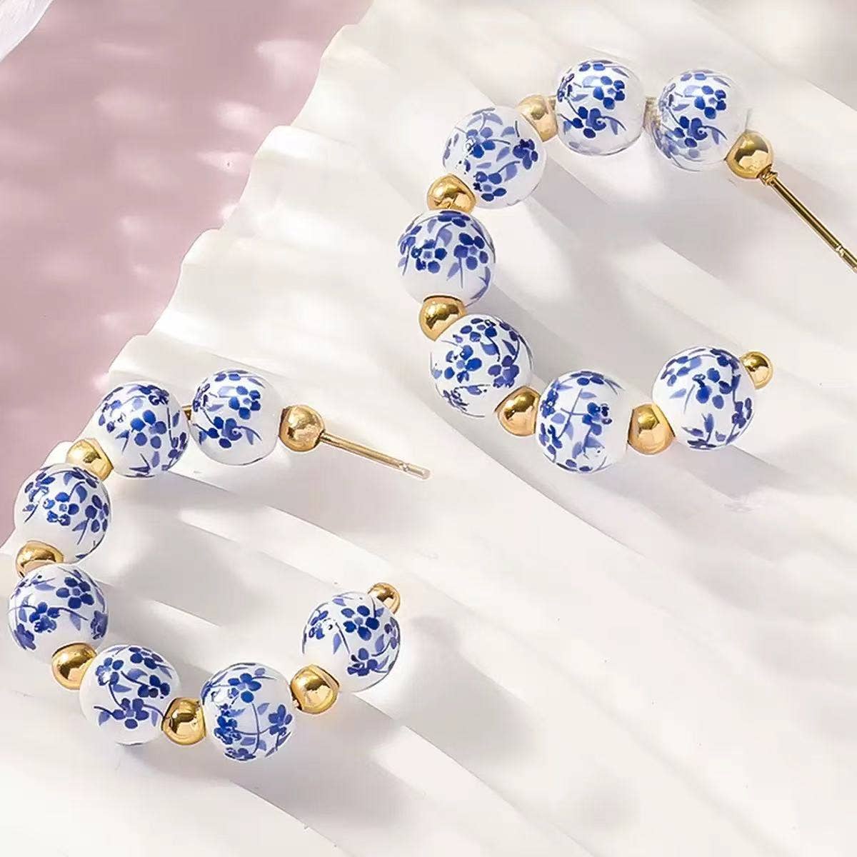 Chinoiserie Hoop Earrings for Women. Elegant Hoop Earrings