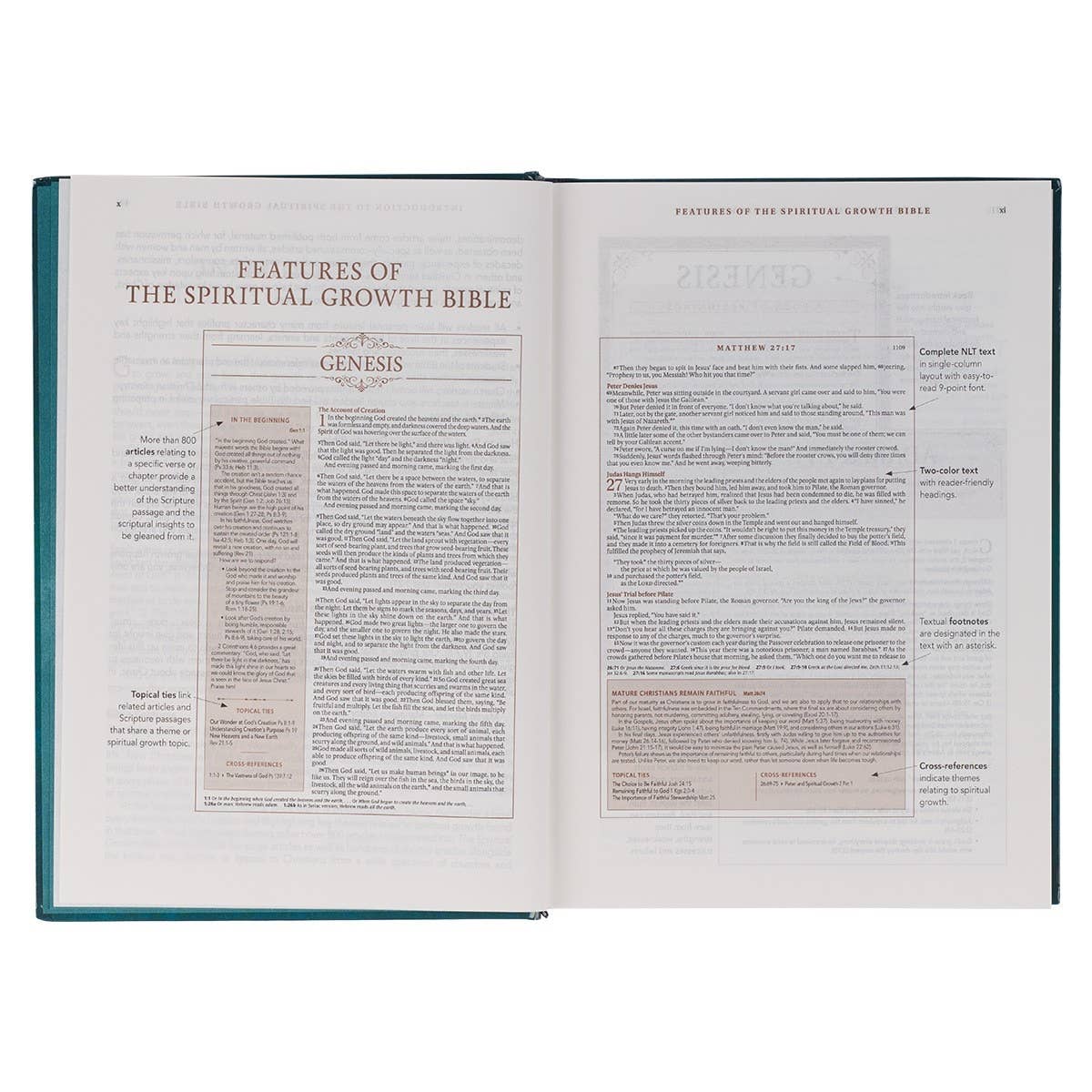 NLT, The Spiritual Growth Bible Hardcover, Teal