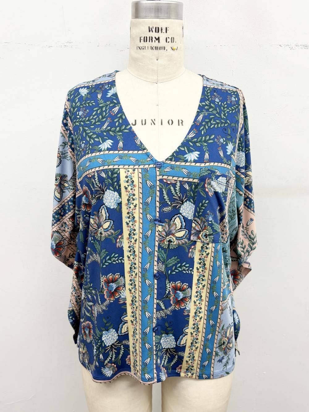 Boho Floral Border Print Blouse