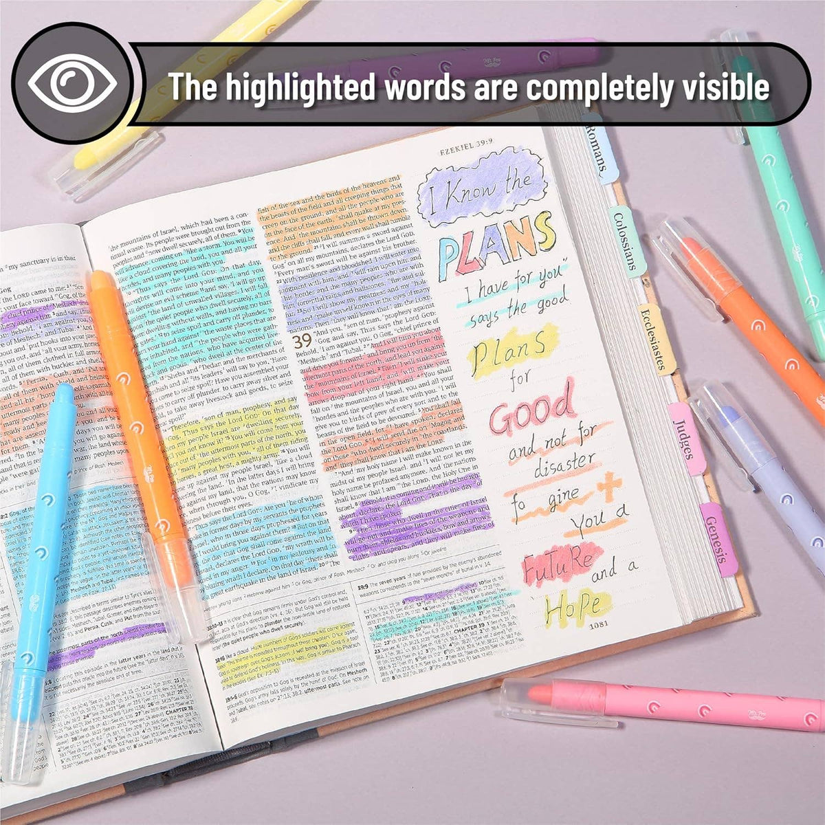 Bible Gel Highlighters *Rainbow* 8 Pack No Bleed