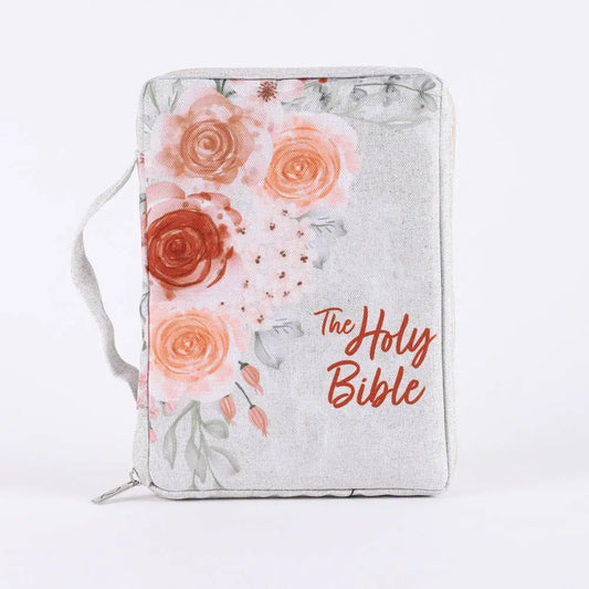 Canvas Bible Cover - Holy Bible Floral - L
