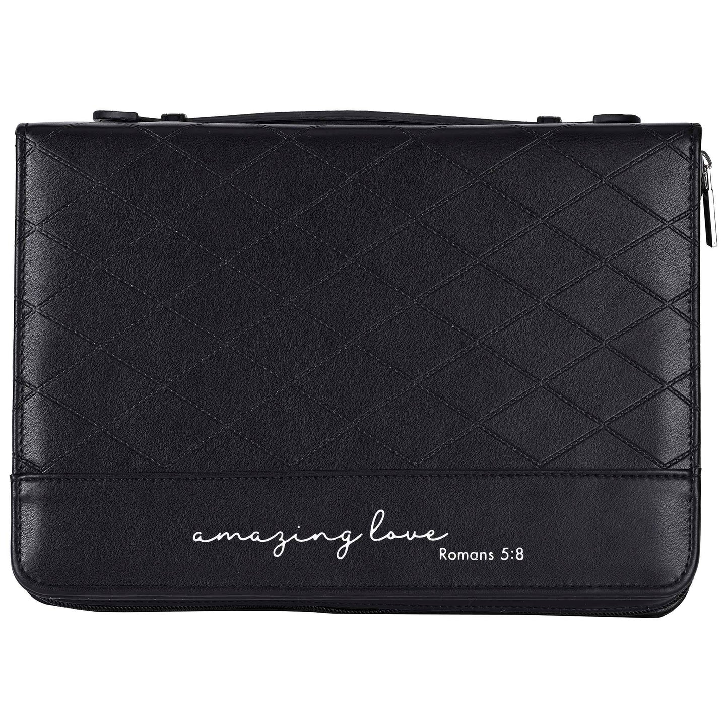 White Dove Bible Case Quilted Amazing Love Black Large