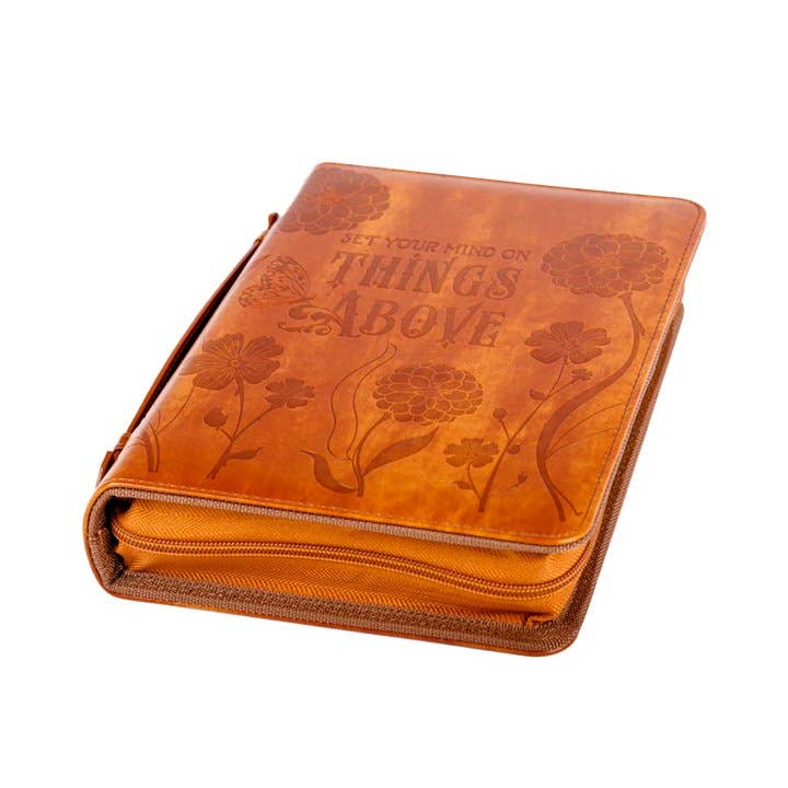 Bible Cover Imitation Leather Things Above Light Brown L
