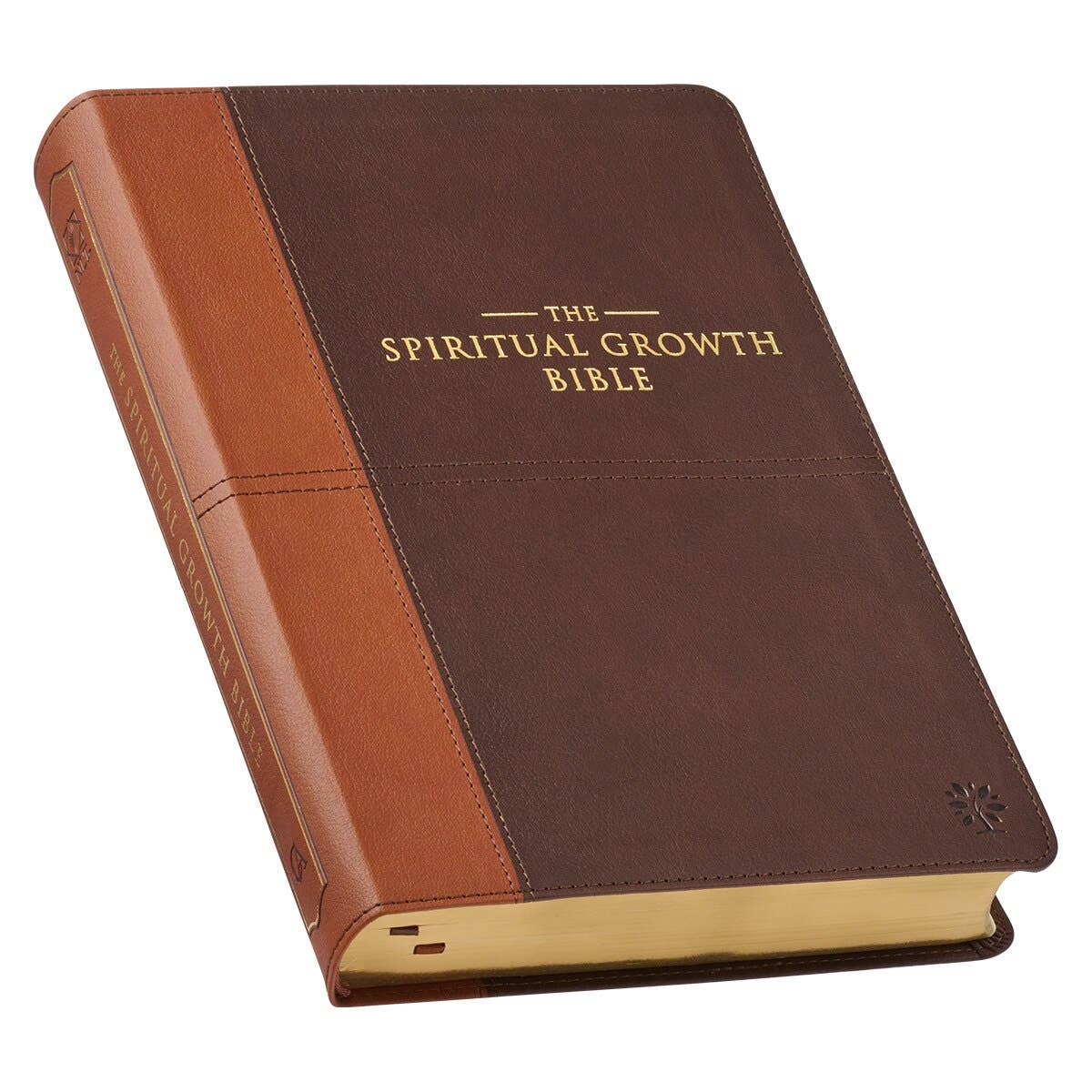 NLT, The Spiritual Growth Bible Faux Leather, Brown/Ginger