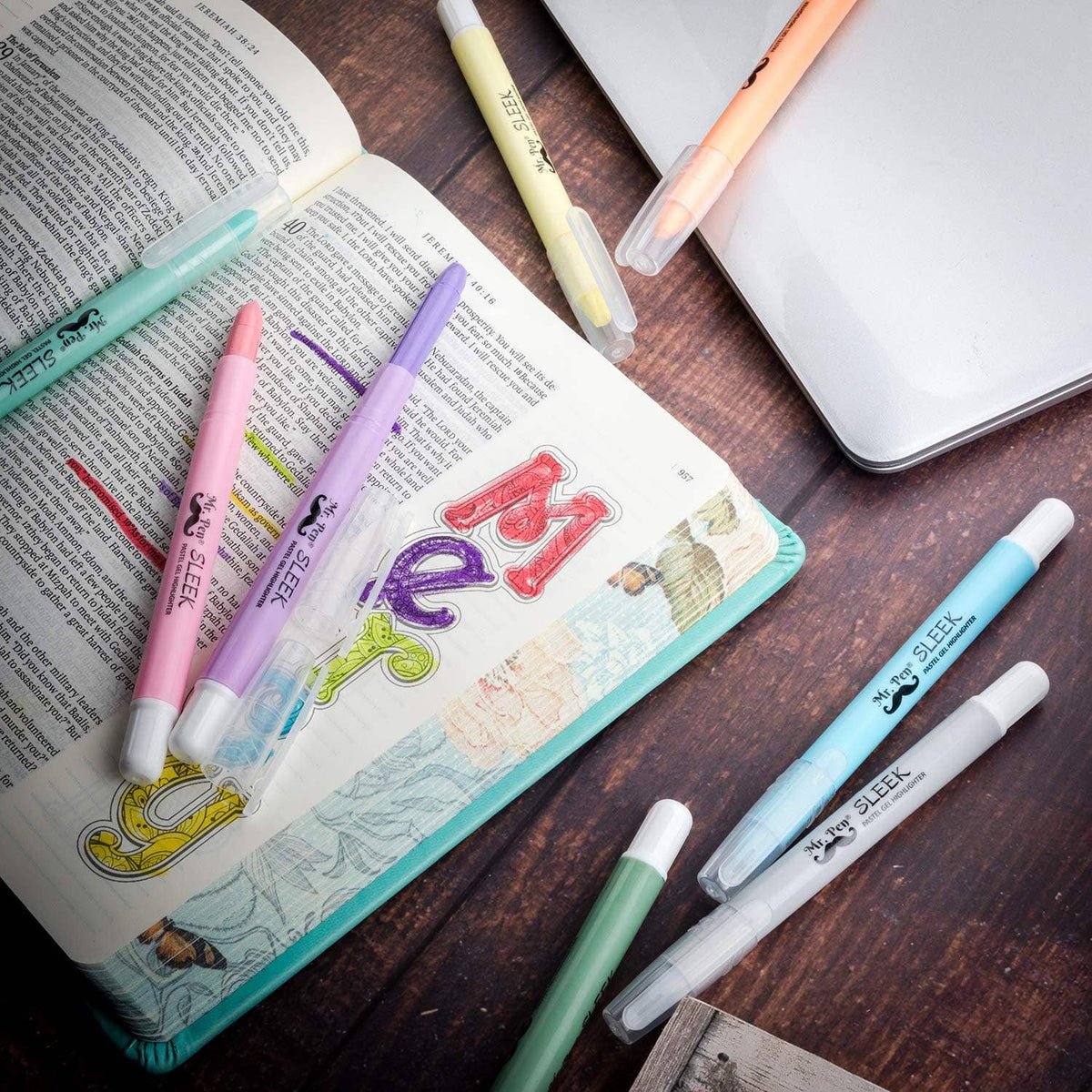 Pastel Gel Highlighters, No Bleed, 8 Pack